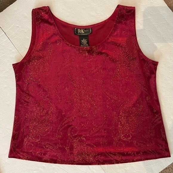 R & K Evening Metallic Red Velvet Cardigan & Camisole Set NWOT Size 12 - Picture 5 of 15